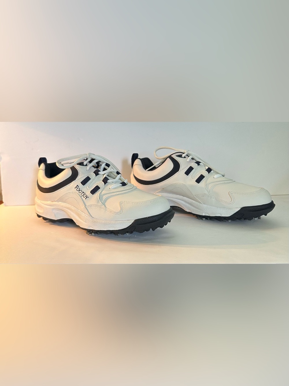 Footjoy GreenJoys Men’s Golf Shoes Size 8.5 M White Black Leather NIB